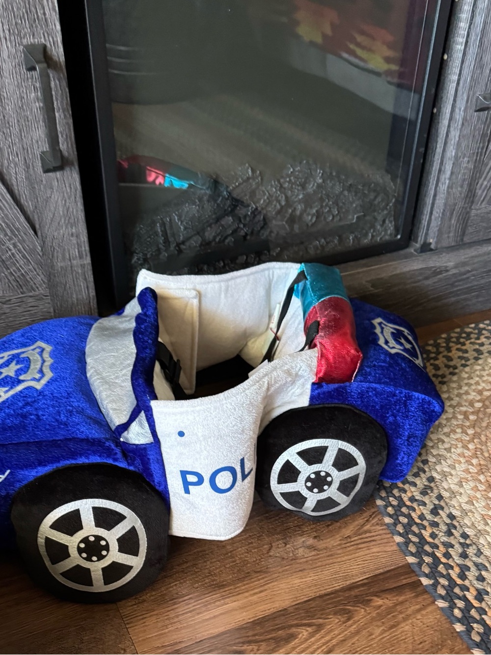Blue Police Car Plush Ride-On for Kids